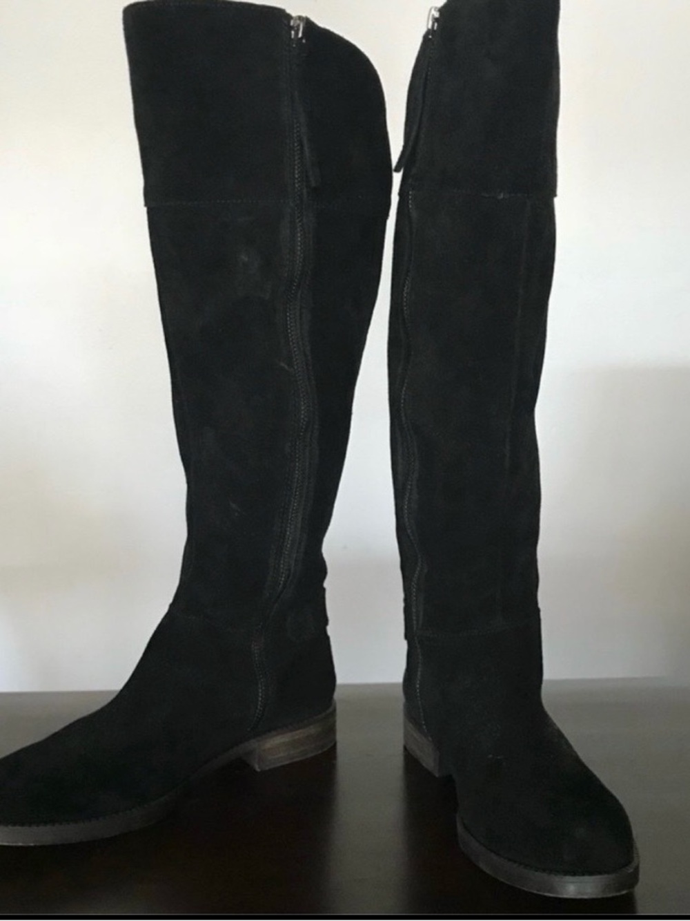 Franco Sarto Black Suede Knee-High Riding Boots